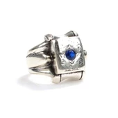 925 Ayar Gümüş Safir Taşlı Kare Kaşlı Erkek Yüzük thumbnail 2