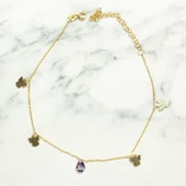 925 Ayar Gümüş Ametist Taşlı Melek Halhal thumbnail 4