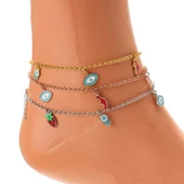 925 Ayar Gümüş 6 Adet Objeli Halhal thumbnail 2