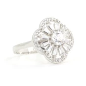 925 Ayar Gümüş Yonca Modeli Baget ve Zirkon Taşlı Yüzük thumbnail 2