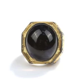 925 Ayar Gümüş Oval Sentetik Safir Taşlı Erkek Yüzüğü thumbnail 5