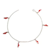 925 Ayar Gümüş 6 Adet Kırmızı Mineli Araba Motifli Halhal thumbnail 9