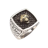 925 Ayar Gümüş Bozkurt Kafası Kolları İşlemeli Erkek Yüzük thumbnail 1