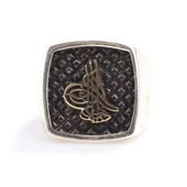 925 Ayar Gümüş Kabartmalı Osmanlı Tuğrası Erkek Yüzük thumbnail 4