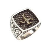 925 Ayar Gümüş Hançer Motifli Kolları İşlemeli Erkek Yüzük thumbnail 1