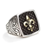 925 Ayar Gümüş Osmanlı Motifli Kolları İşlemeli Erkek Yüzük thumbnail 1