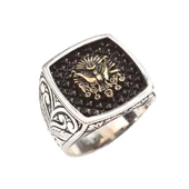 925 Ayar Gümüş Devlet Arması Kolları İşlemeli Erkek Yüzük thumbnail 2