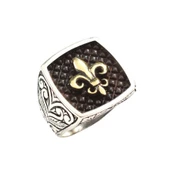 925 Ayar Gümüş Osmanlı Motifli Kolları İşlemeli Erkek Yüzük thumbnail 2