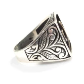 925 Ayar Gümüş Elif & Vav Modeli Kolları İşlemeli Erkek Yüzük thumbnail 3