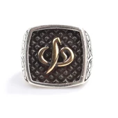 925 Ayar Gümüş Elif & Vav Modeli Kolları İşlemeli Erkek Yüzük thumbnail 4