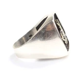 925 Ayar Gümüş Kabartmalı Osmanlı Tuğrası Erkek Yüzük thumbnail 3