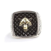 925 Ayar Gümüş Bozkurt Kafası Kolları İşlemeli Erkek Yüzük thumbnail 4