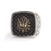 925 Ayar Gümüş Devlet Arması Kolları İşlemeli Erkek Yüzük thumbnail 4