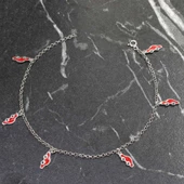 925 Ayar Gümüş 6 Adet Kırmızı Mineli Araba Motifli Halhal thumbnail 4