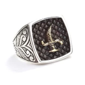 925 Ayar Gümüş Hançer Motifli Kolları İşlemeli Erkek Yüzük thumbnail 2