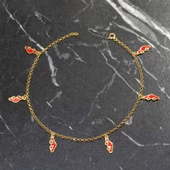 925 Ayar Gümüş 6 Adet Kırmızı Mineli Araba Motifli Halhal thumbnail 6