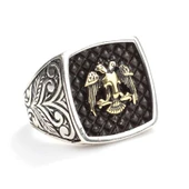 925 Ayar Gümüş Anadolu Kartalı Kolları İşlemeli Erkek Yüzük thumbnail 2