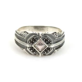 925 Ayar Gümüş Sultanit Kare Taşlı Motifli Erkek Yüzük thumbnail 5