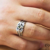 925 Ayar Gümüş Sultanit Kare Taşlı Motifli Erkek Yüzük thumbnail 1