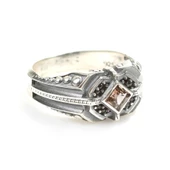 925 Ayar Gümüş Sultanit Kare Taşlı Motifli Erkek Yüzük thumbnail 3