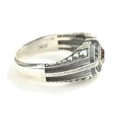 925 Ayar Gümüş Sultanit Kare Taşlı Motifli Erkek Yüzük thumbnail 4