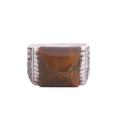 925 Ayar Gümüş Kare Kaplangözü Taşlı Kalemli Erkek Yüzük thumbnail 2