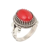 925 Ayar Gümüş Oval Yakut Taşlı Erkek Yüzüğü - 2