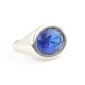 925 Ayar Gümüş Badem Kyanite Taşlı Düz Erkek Yüzüğü thumbnail 1