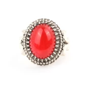 925 Ayar Gümüş Oval Yakut Taşlı Erkek Yüzüğü - 5