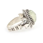 925 Ayar Gümüş Oval Prehnite Taşlı Erkek Yüzüğü thumbnail 3