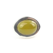 925 Ayar Gümüş Badem Yeşim Taşlı Düz Erkek Yüzüğü thumbnail 5