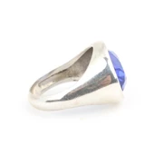 925 Ayar Gümüş Badem Kyanite Taşlı Düz Erkek Yüzüğü thumbnail 2