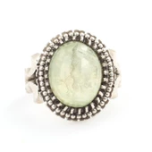 925 Ayar Gümüş Oval Prehnite Taşlı Erkek Yüzüğü thumbnail 4