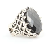 Gümüş Fasetli Oniks Taşlı Büyük Yüzük thumbnail 6