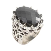 Gümüş Fasetli Oniks Taşlı Büyük Yüzük thumbnail 3
