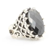 Gümüş Fasetli Oniks Taşlı Büyük Yüzük thumbnail 1