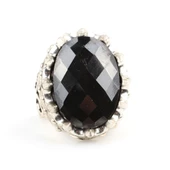 Gümüş Fasetli Oniks Taşlı Büyük Yüzük thumbnail 2