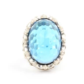 Gümüş Fasetli Akuamarin Taşlı Büyük Yüzük thumbnail 5