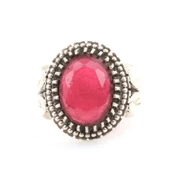 925 Ayar Gümüş Oval Fasetli Yakut Taşlı Erkek Yüzüğü - 4