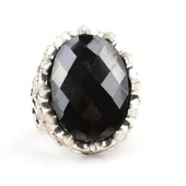 Gümüş Fasetli Oniks Taşlı Büyük Yüzük thumbnail 5