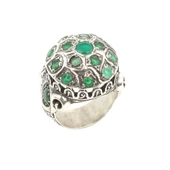 925 Ayar Gümüş Zümrüt Taşlardan Oluşan Erkek Yüzük thumbnail 1