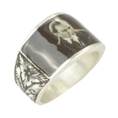 925 Ayar gümüş Kemal Atatürk Fotoğraflı Erkek Yüzük thumbnail 1