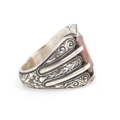 925 Ayar Gümüş Smoky Quartz Taşlı Kalemli Erkek Yüzüğü thumbnail 2