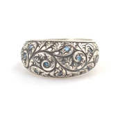 925 Ayar Gümüş El işlemeli Taşlı Erkek Yüzük thumbnail 4