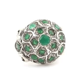 925 Ayar Gümüş Zümrüt Taşlardan Oluşan Erkek Yüzük thumbnail 4