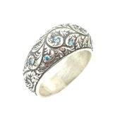 925 Ayar Gümüş El işlemeli Taşlı Erkek Yüzük thumbnail 1