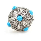 925 Ayar Gümüş Turkuaz Taşlı Kubbe Model Yüzük thumbnail 4