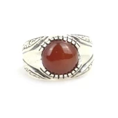 925 Ayar Gümüş Akik Taşlı El Kalemli Erkek Yüzüğü thumbnail 4