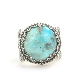 925 Ayar Gümüş Gerçek Turkuaz Taşlı Özel Tasarım Erkek Yüzüğü thumbnail 4