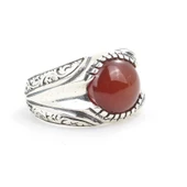 925 Ayar Gümüş Akik Taşlı El Kalemli Erkek Yüzüğü thumbnail 2